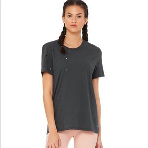 Alo Yoga NWT Ripped Tee Shirt distressed Medium